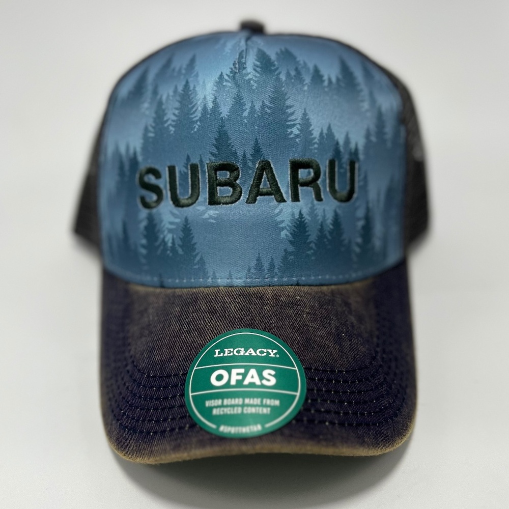 Mens Blackwash and Blue Forest Theme Subaru Baseball Hat Cap